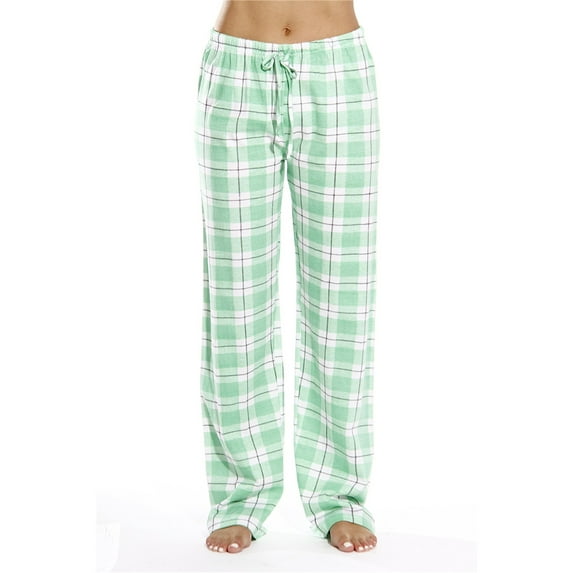 Frontwalk Ladies Comfy Elastic Waist Sleep Trousers Straight Leg Loose Pajama Bottom Drawstring Lounge PJ Pants Green Plaid XL