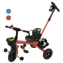 SAYFUT Kids' Tricycles Push Bike for 1-5 Years Old, Toddler Bicycle, Toddler Tricycle, Stroller Tricycle Walker With Retractable Push Handle,Safe Belt & 2 Storage baskets