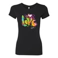 thumbnail image 2 of Colorful Rainbow Paint Love Streetwear Womens Slim Fit Junior Tee, Black, Small, 2 of 3