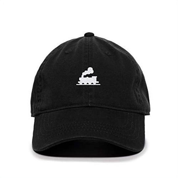 Tech Design Steam Train Baseball Cap Embroidered Cotton Adjustable Dad Hat Black