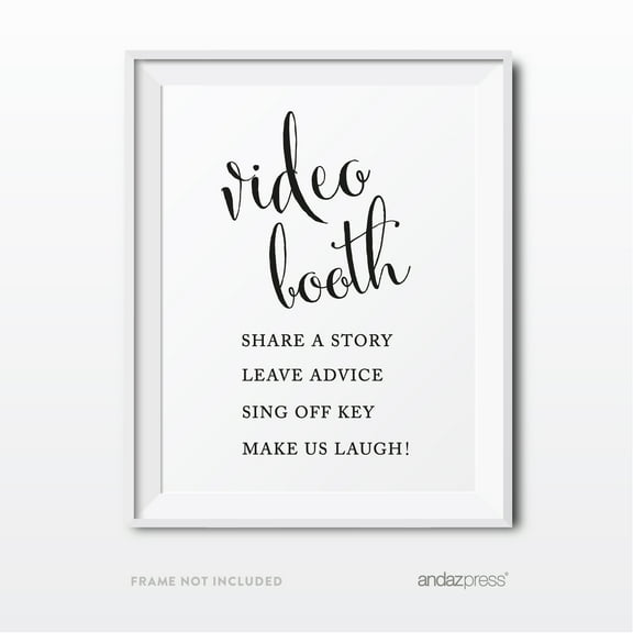 Videobooth - Share A Story Formal Black & White Wedding Party Signs