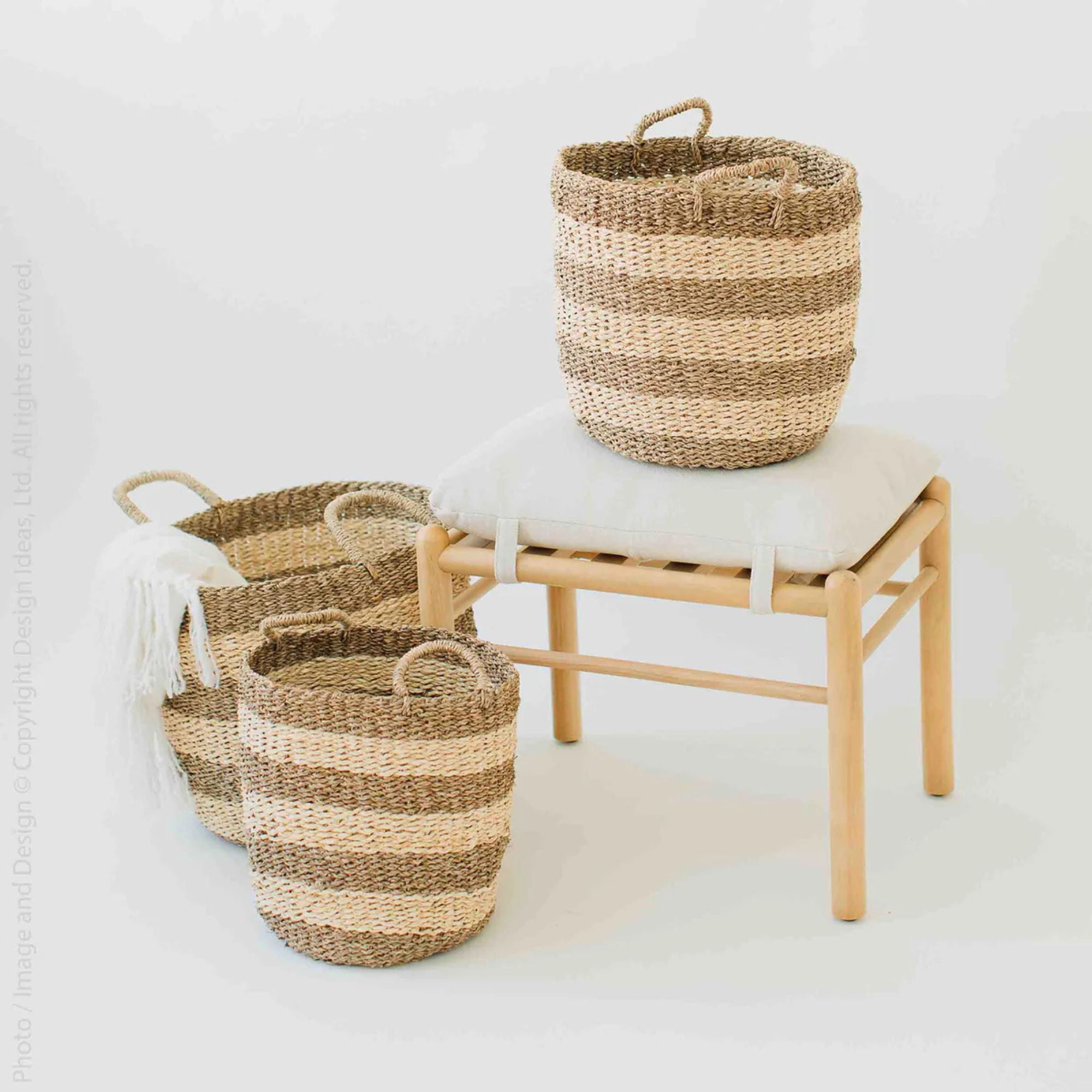 texxture Set of 3 Camden Woven Baskets, Nesting Organizer Bins, Natural
