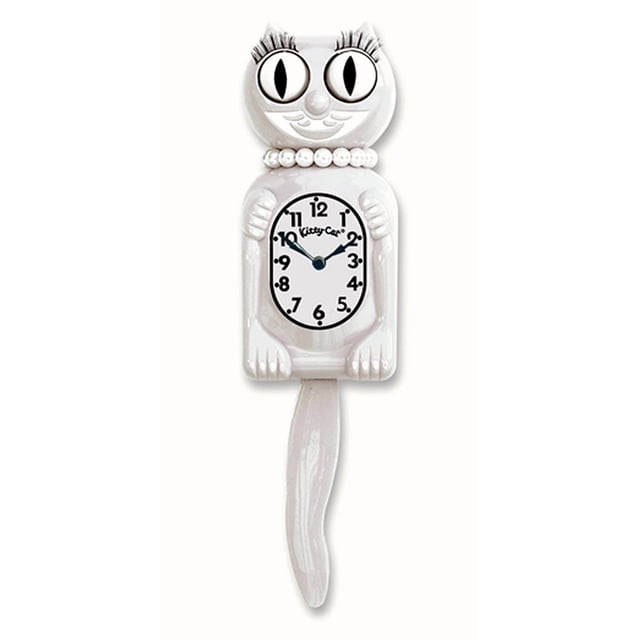 Reloj de pared Kit Cat Klock Miss Kitty blanco, tamaño 3/4