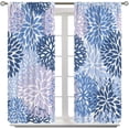 thumbnail image 2 of Blue Floral Curtains, Boho Dahlia Daisy Colorful Window Treatments for Living Room Bedroom Kitchen, Floral Seamless Pattern Curtain Set of 2, 55x63 Inch, 2 of 6