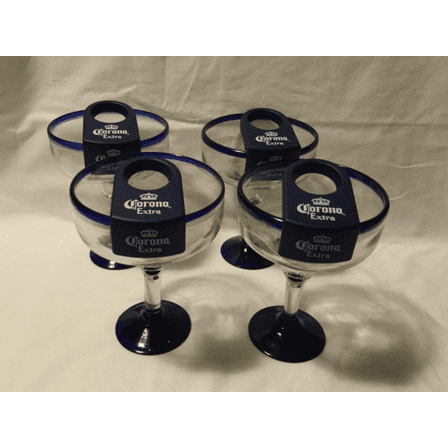 Coronarita 16 oz. Margarita Glasses with Clips, Handmade in Mexico - Set of 4
