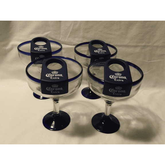 Coronarita 16 oz. Margarita Glasses with Clips, Handmade in Mexico - Set of 4