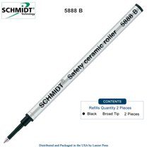 Schmidt 5888 Black 2-Pack B Safety Ceramic Rollerball Refill, 1.0mm Broad Tip, 4 5/16" L x 0.245" Dia (SC58106)
