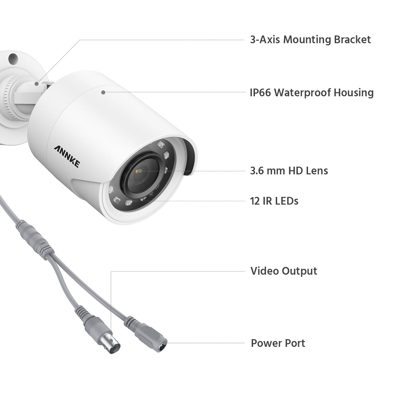 ANNKE 8CH 1080P Outdoor CCTV Video Home Security 8PCS White Bullet Weatherproof Camera System Surveillance Kits With 1T Hard Drive Disk