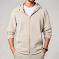 thumbnail image 2 of Fleece Hoodies for Men Zip Up Sweatshirt Fleece Jackets Khaki XL, 2 of 6