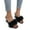Black, variant on Women's Fuzzy Slippers Clear Heels Square Toe Stilettos Mules Sandals Fluffy Feather Slip on Slide Pumps Size 9.5