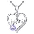 thumbnail image 2 of FENGGHAO 12 Month Birthstone Heart Pendant Necklace for Women, Mother’s Day Jewelry Gift, Silver or Rose Gold Plated Alloy, 2 of 5
