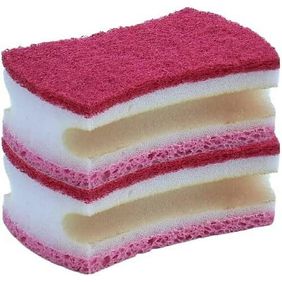 Superio Scrub Sponge with Grip, Heavy Duty Dual Sided – Red (2 Pack)