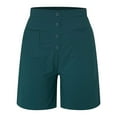thumbnail image 4 of Gubotare Shorts for Women Summer Dressy Casual Elastic Waist Wide Leg Suit Tailored Shorts Comfy Elagant Work Trouser Shorts,Green S, 4 of 5