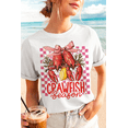 thumbnail image 2 of Women's White Checkerboard Crawfish Season Bow Crewneck T-Shirt - [ZhiHiMeRi] | (US 20-22)2XL, 2 of 6
