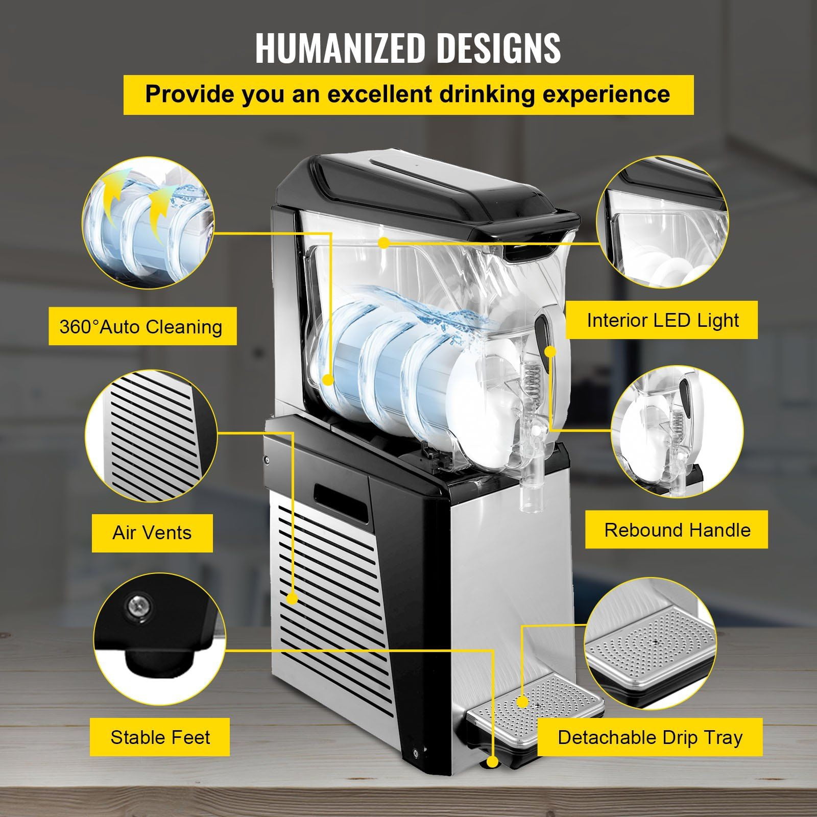STAWAY 10L Slushy Machine - 600W Frozen Drink Maker with Automatic Cleaning, Perfect for Cafes, Restaurants & Snack Bars