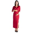 thumbnail image 4 of 24seven Comfort Apparel Alluring V-Neck Side Slit Maternity Maxi Dress, 4 of 6