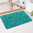 thumbnail image 4 of Teal and Gold Geometric Lattice Pattern Bathroom Rugs Mat,Non Slip Microfiber Bathroom Rug,Rubber Backing,Soft Bathroom Mats for Bathroom Floor,Tub and Shower,17x27in(43x68cm), 4 of 5