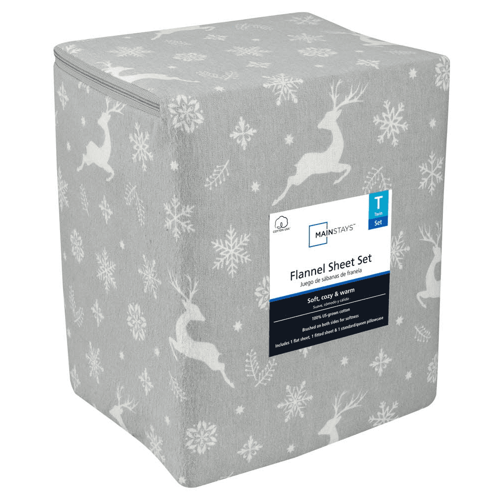 Mainstays Flannel Frosty Deer - Twin Sheet set