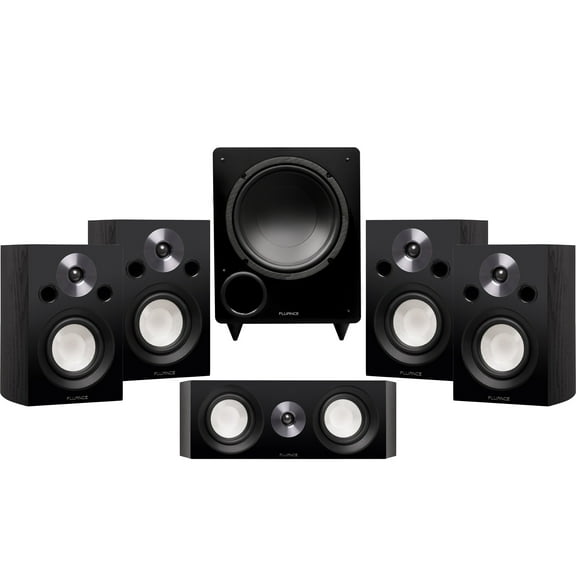Fluance Reference Compact Surround Sound Home Theater 5.1 Channel Speaker System including 2-Way Bookshelf, Center Channel, Rear Surround Speakers and DB10 Subwoofer - Black Ash (X851BC)