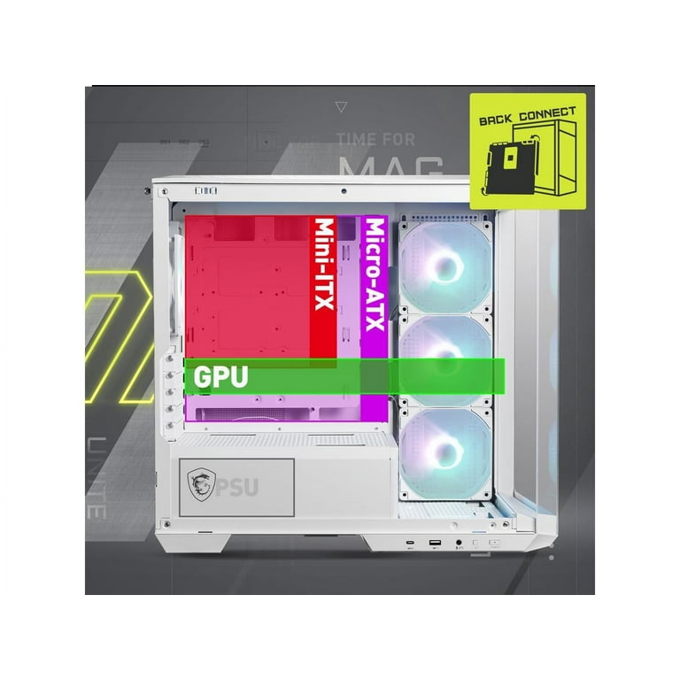 MSI MAG PANO M100R PZ White Micro-ATX PC Case - Supports MSI MAG PANO M100R PZ White Micro-ATX PC Case - Supports