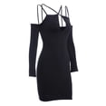 thumbnail image 3 of SAYOO Vestido ajustado de manga larga para mujer, correa de espagueti ahuecada Color sólido Cremallera trasera Fiesta de noche Club Boda de una sola pieza SAYOO S M L, 3 of 9
