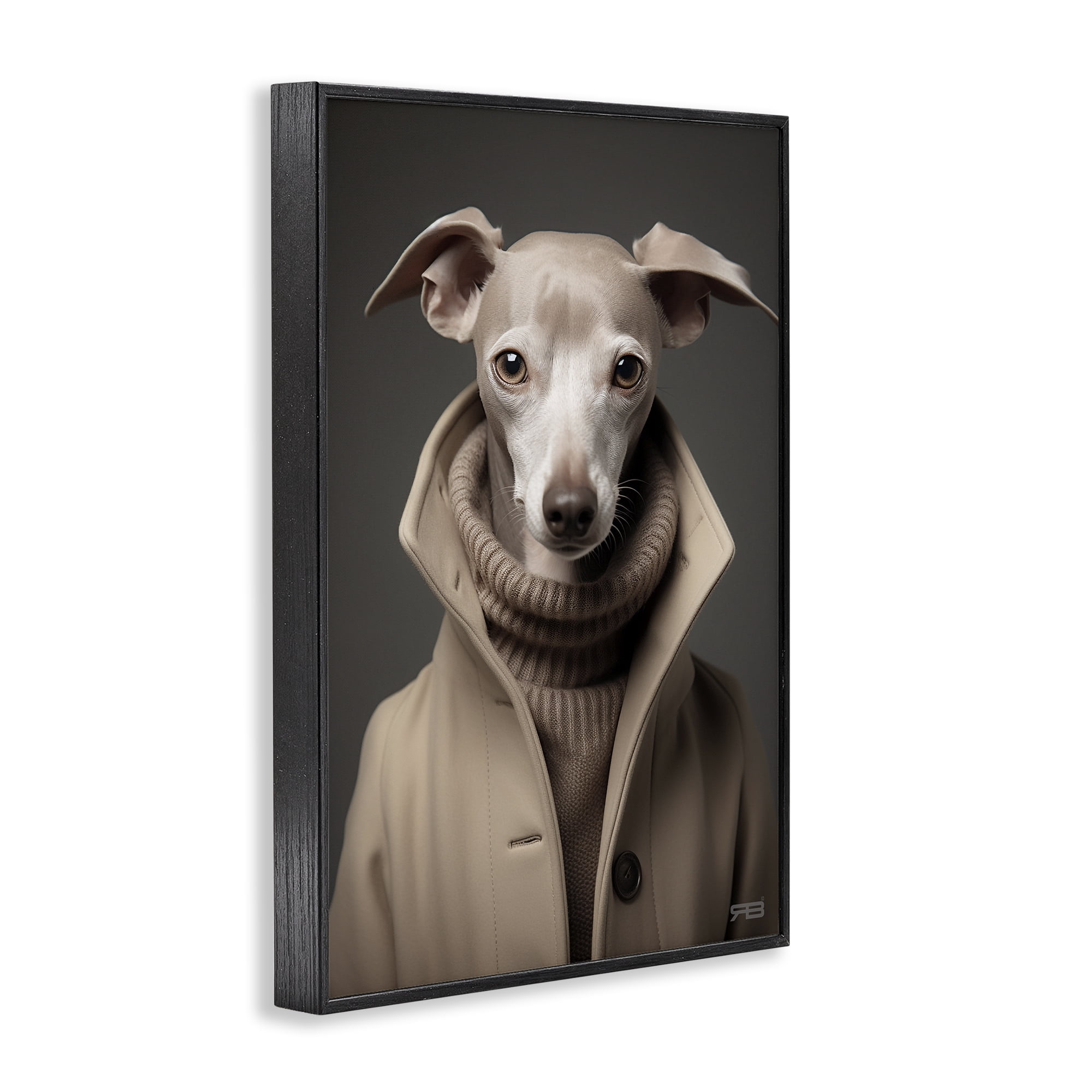 Stupell Industries Chic Fashion Greyhound Animals & Insects Painting Black Framed Art Print Wall Art, 12 x 18