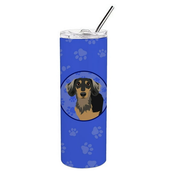 Carolines Treasures WDK1036TBL20 Chihuahua Black and Tan Design4  Stainless Steel 20 oz Skinny Tumbler Blue 20 oz