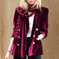 thumbnail image 2 of Lovzfmll Women's Velvet Blazer, Relaxed Fit Double Breasted Button Front Wine, M, 2 of 8