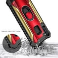 thumbnail image 5 of For Samsung Galaxy A11 Case, with Tempered Glass Screen Protector (Full Coverage), Aluminum Metal Built-in Ring Stand, Full-Body Protective Shockproof Military Bumper Phone Cover (Red/Gold), 5 of 5