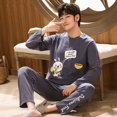 thumbnail image 1 of Printemps Automne Plus 5TG Pyjama Tricoté pour Hommes à Carreaux Ensembles de Pyjamas Décontractés Mode Nuit, 1 of 5