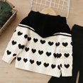 thumbnail image 4 of LckLvx Girl Boy Knit Sweater Hooded Long Sleeve Cable Pullover Trendy Cute Heart Winter Sweaters Tops, 4 of 9