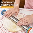 thumbnail image 2 of Rolling Pin and Silicone Baking Pastry Mat Set, Non-Stick Stainless Steel Dough Roller with Silicone Removable Rings, Kitchen Bake Tools for Pizza, Pie, Pastries, Pasta, Cookies, 2 of 7