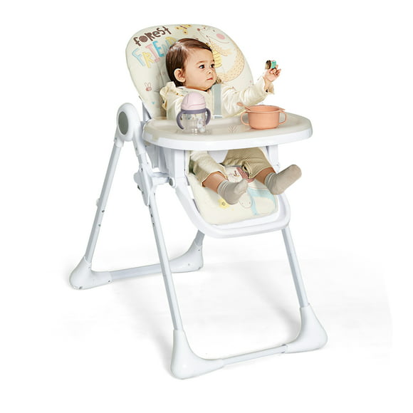 Coelon Baby High Chair, Height Adjustable Dining Highchair with Reclining Seat, Removable Tray & Footrest Beige