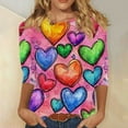 thumbnail image 6 of Yteetum Valentines 3/4 Sleeve Tops for Women Oversized Crewneck Valentine's Day Graphic Printed Short Sleeve T Shirt Womens Casual Round Neck Loose Comfy Loves Heart Print Three Quarter Sleeve Shirts, 6 of 6