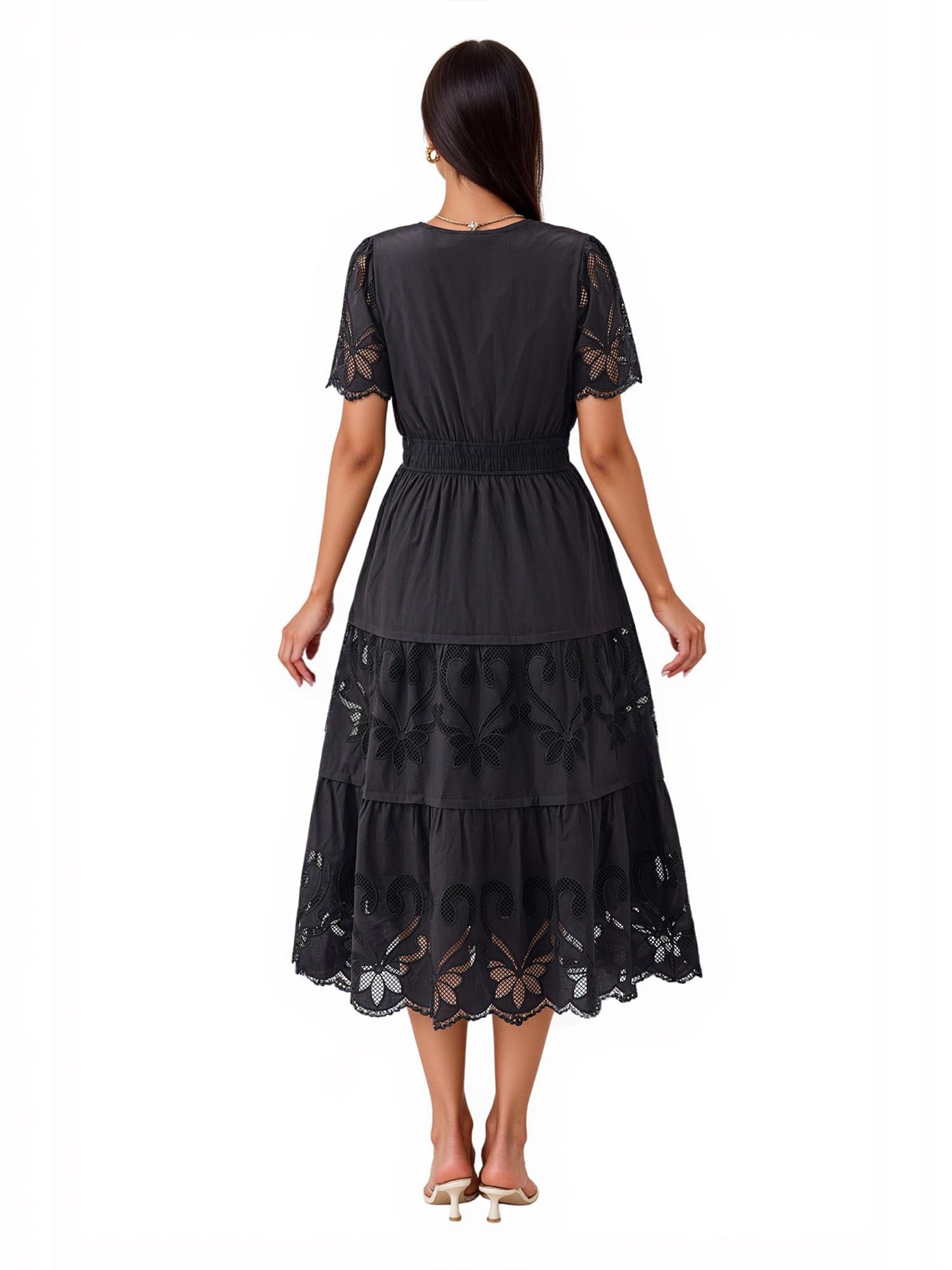 PRETTYGARDEN Women's Midi V-Neck Midi Dress, Sizes S-XXL