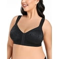 thumbnail image 7 of WingsLove Front Fastening Bras for Women Minimizer Wireless Non Padded Full Coverage Back Support Plus Size Bras (Black,42DD), 7 of 7