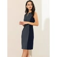 thumbnail image 4 of DARING DIVA V Neck Work Sleeveless Bodycon Mid-Length Pencil Dress S Blue, 4 of 7