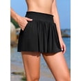 thumbnail image 5 of Womens Swim Shorts High Waisted Elastic Bathing Suit Bottoms with Two Side Pockets, 5 of 6