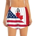 thumbnail image 2 of KLL USA Canada Flag Pattern Shorts Women,Athletic Shorts High Waisted Running Shorts Pocket Sporty Short Gym Elastic Workout Shorts-X-Large, 2 of 7