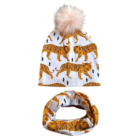 

Sun Hat Baby Printed Detachable Pink Wool Hospital Cap Printed Collar 2Pc Sun Hat Brown