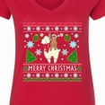 thumbnail image 4 of Inktastic Merry Christmas Sloth and Llama Ugly Sweater Style Women's V-Neck T-Shirt, 4 of 5
