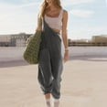 thumbnail image 4 of Lisingtool Womens Jumpsuit Women's Casual Jumpsuit Spaghetti Straps Wide Leg Romper V Neck Spaghetti Straps Romper Sleeveless Long Jumpsuit Womens Overalls Dark Gray, 4 of 7