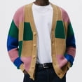 thumbnail image 1 of RKSTN Mens Sweater Fall Fashion Man Winter Long Sleeve Button Fastener Color Contrast Design Sweater Cardigan Casual Loose Sweaters, 1 of 1