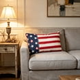 thumbnail image 4 of Patriotic Knitted Pillow, Flag Decorative Cushion, Velvet Back Throw Pillow for Sofa Chair Bedroom Decor, 4 of 6