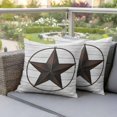 thumbnail image 4 of Western Texas Star Barn Pillow Covers 2 Pack Rustic Wood Grain Pillowcase Waterproof Outdoor Throw Pillow Cover for Patio Garden Square Cushion 26”x26”, 4 of 9