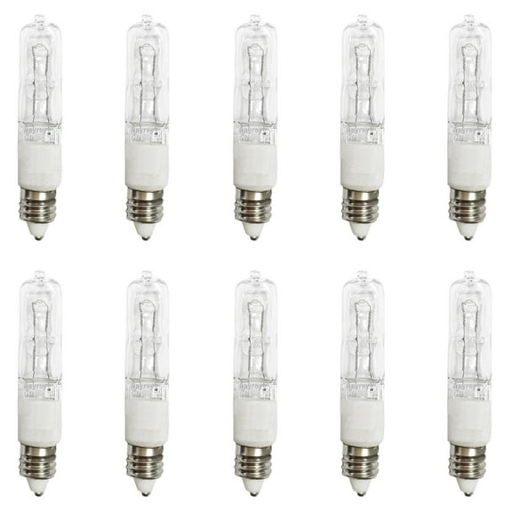 Anyray A1795Y (10)-Pack 100 Watt JD E11 100W Mini-Candelabra T4 Halogen Light Bulb, CLEAR 100Watts