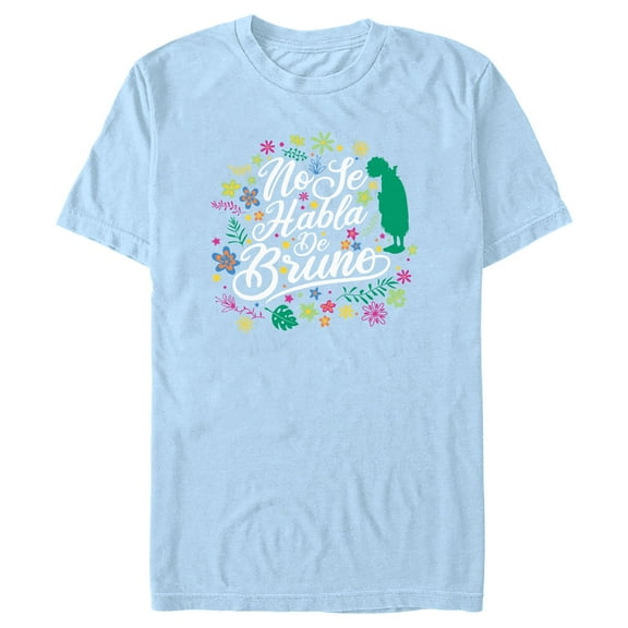 Men's Encanto No Se Habla De Bruno Tropical Leaves  Graphic Tee Light Blue 2X Large