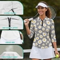 thumbnail image 6 of Uorisanigo Daisy Womens Golf Shirt Quick Dry Casual Fashion Women's 3/4 Sleeve Athletic Golf Shirts Quarter Zip Workout Tops Soft Comfortable Tennis Tops Workout Sports Size 2XL, 6 of 7