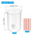 thumbnail image 2 of 600ml Glass Beaker, 4 Pack Measuring Glass Beaker Graduated Borosilicate Lab Cups Mug Low Form  Heat Safe Transparent with Spout Label for Laboratory Science Kitchen Liquids, 2 of 6