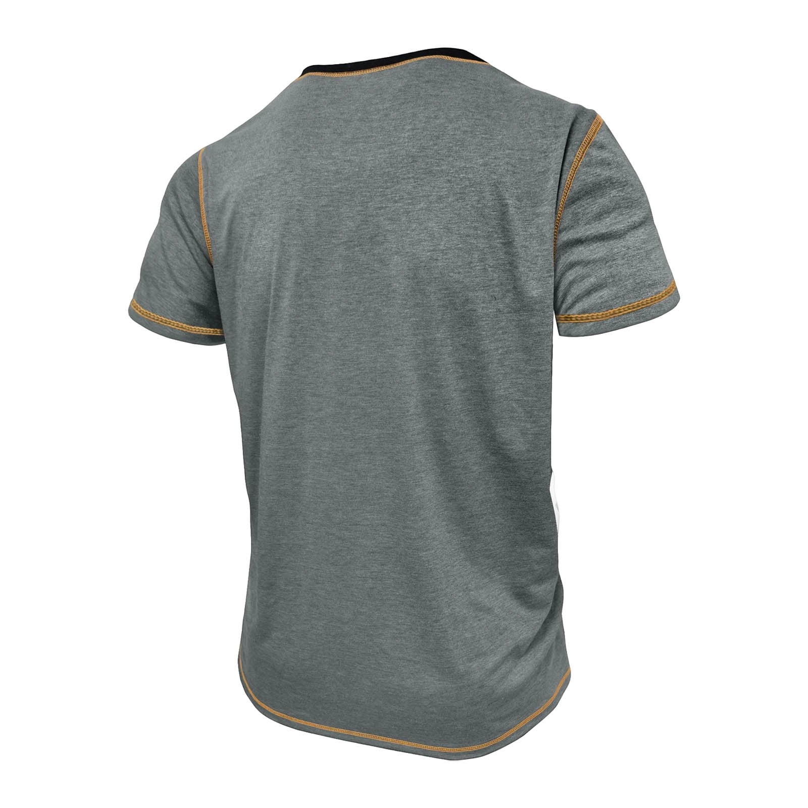 Dolkfu Shirts Men Henley Cotton T Shirt Short Sleeve Gray Pocket Button Men's T-Shirts L